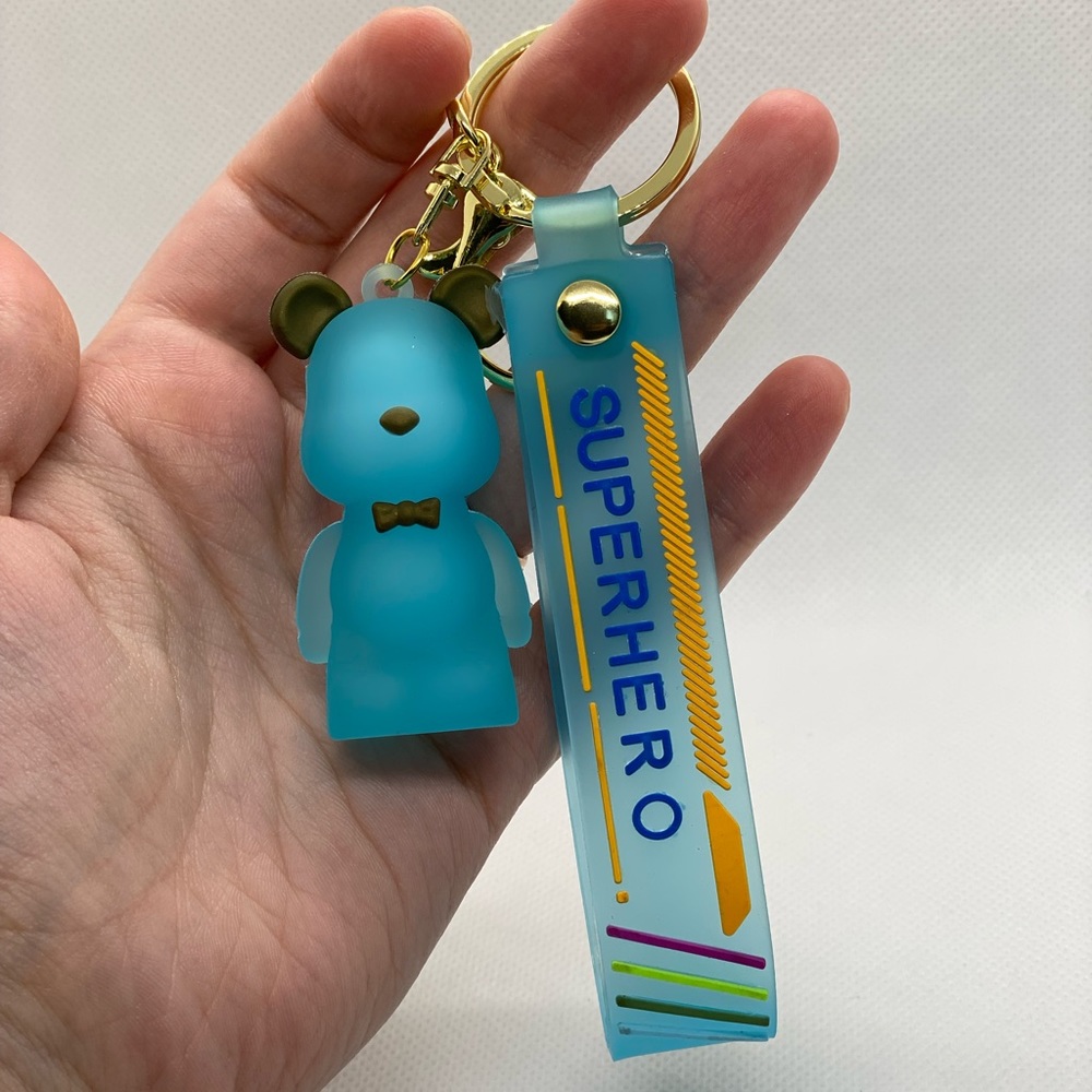 Keychain Charm Superhero Blue Bear Supreme airpod case charm cute charm keyring